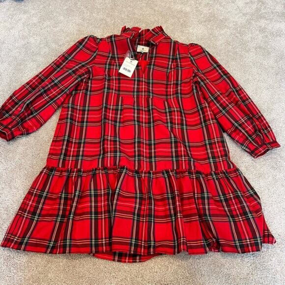 NWT Tuckernuck Women's Royal Stewart Tartan Palmerston Dress Red Plaid L - Picture 8 of 11